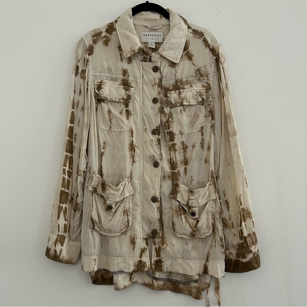 Marrakech Anthropologie Utility Anorak Style Tie-Dye Jacket size Small
